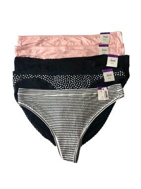Jenni Alfani Bikini Brief Thong Panties 5 Pair Pink Black XXL